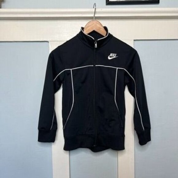 Nike Black & White Youth Track Jacket Front Zip Closure - Picture 1 of 8